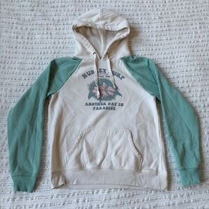 Hurly Surf Another Day In Paradise Blue White Hoodie Sweatshirt Women’s Small